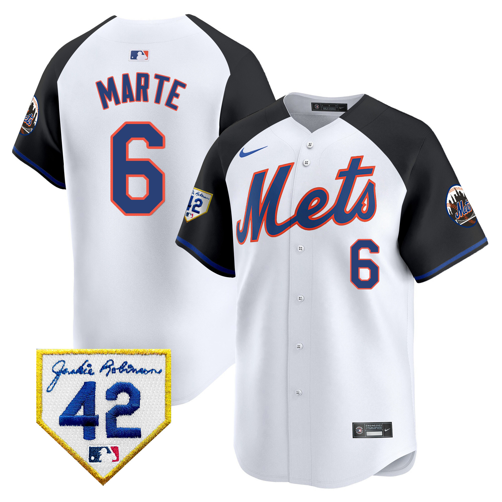 Starling Marte Men's New York Mets 2024 Jackie Robinson Patch Vapor Premier Limited Alternate Jersey - All Stitched