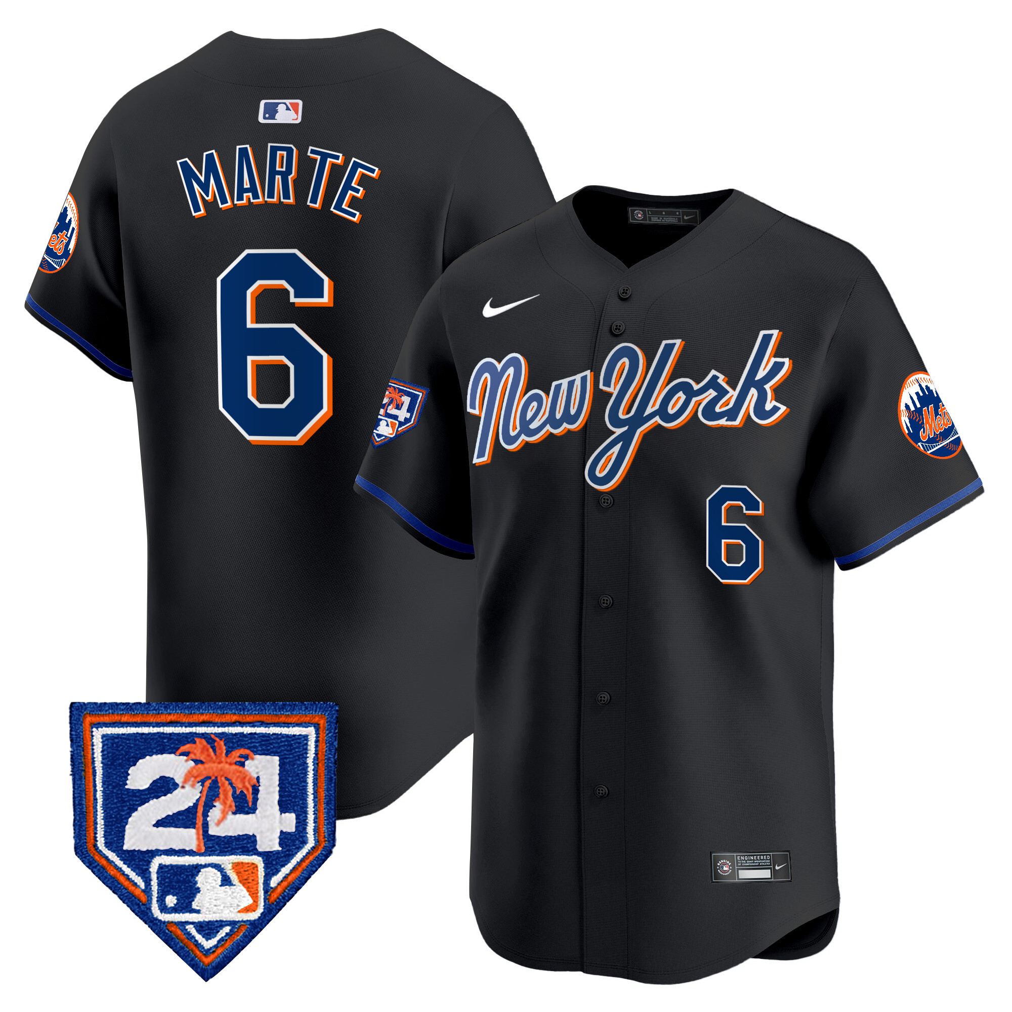 Starling Marte Men's New York Mets 2024 Spring Training Vapor Premier Limited Black Jersey - All Stitched