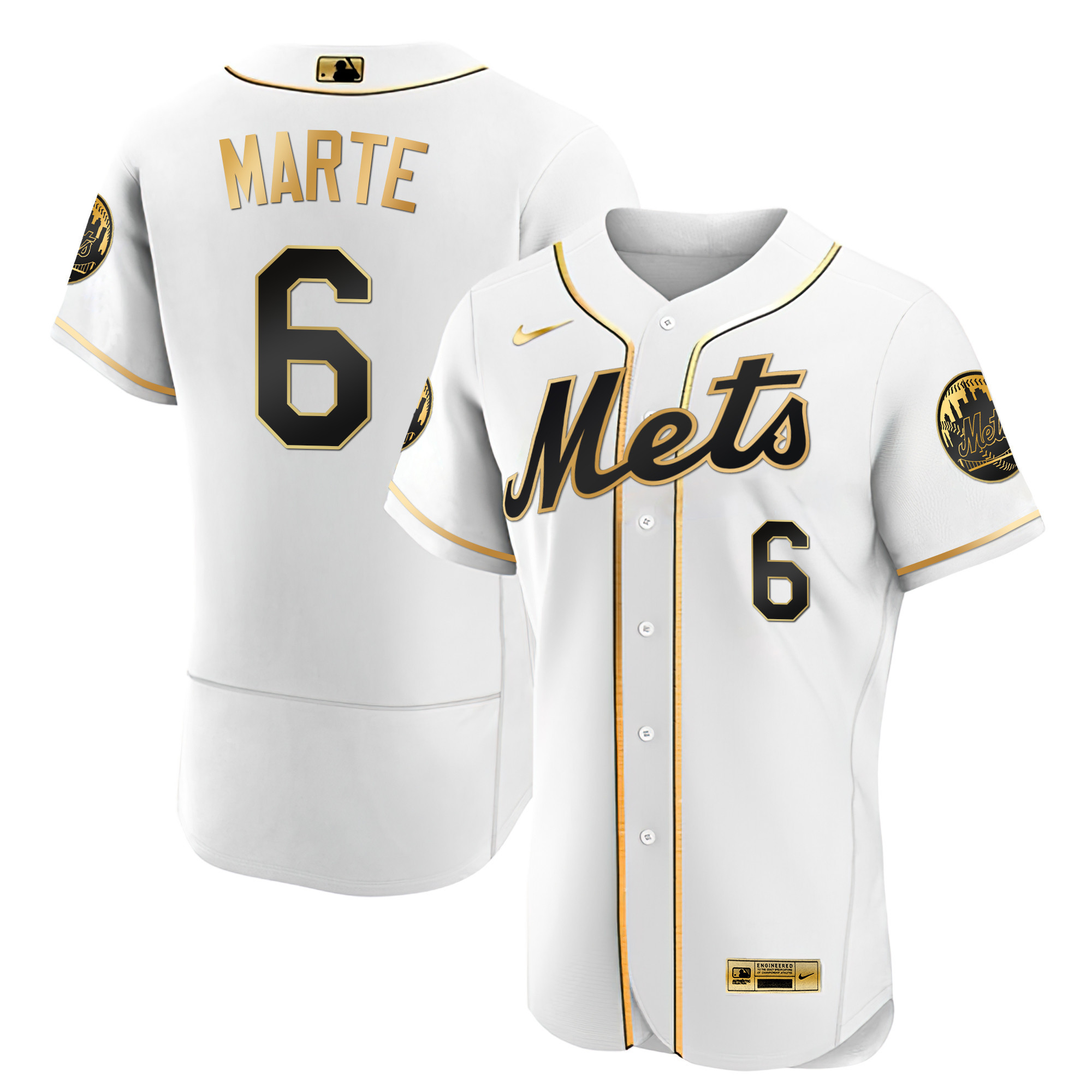 Starling Marte Men's New York Mets Black Limited & Gold Flex White Gold Jersey - All Stitched