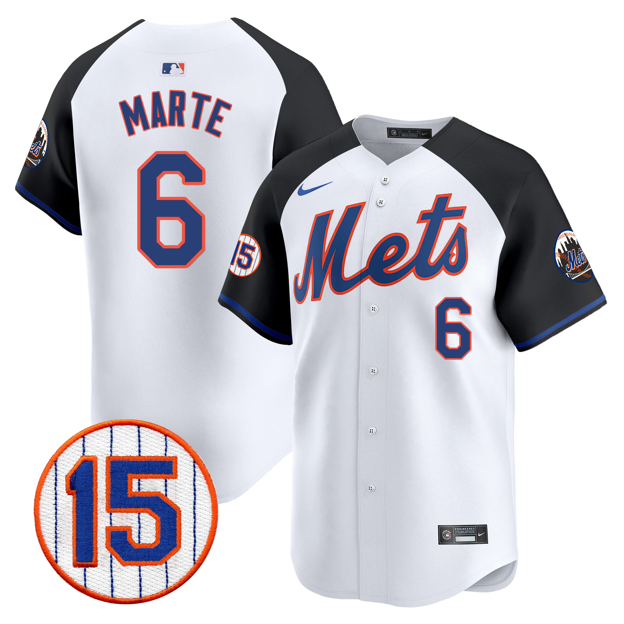 Starling Marte Men's New York Mets Jerry Grote Patch Vapor Premier Limited Alternate Jersey - All Stitched