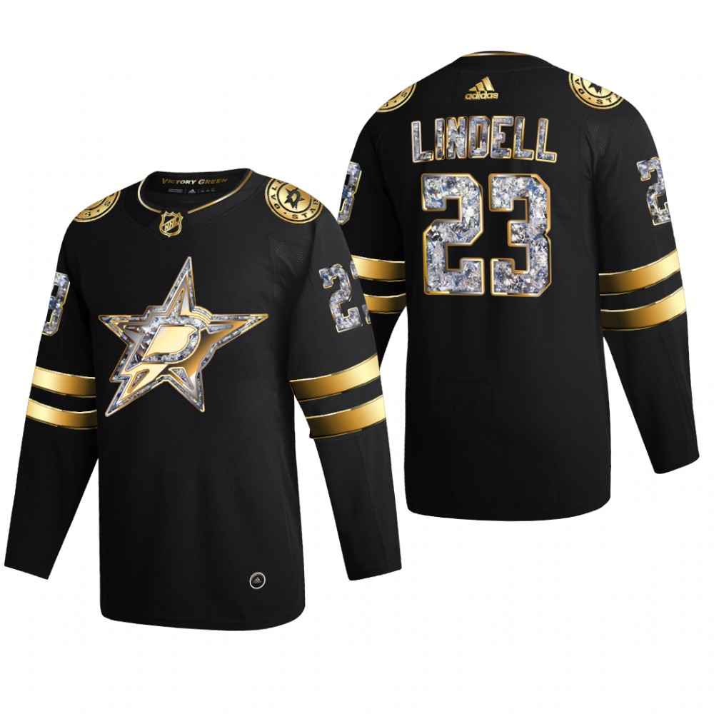 Stars Esa Lindell #23 2022 Stanley Cup Playoffs Black Diamond Edition Jersey