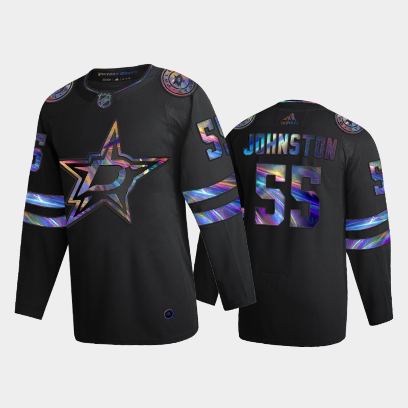 Stars Wyatt Johnston #55 Iridescent Holographic Black Limited Jersey