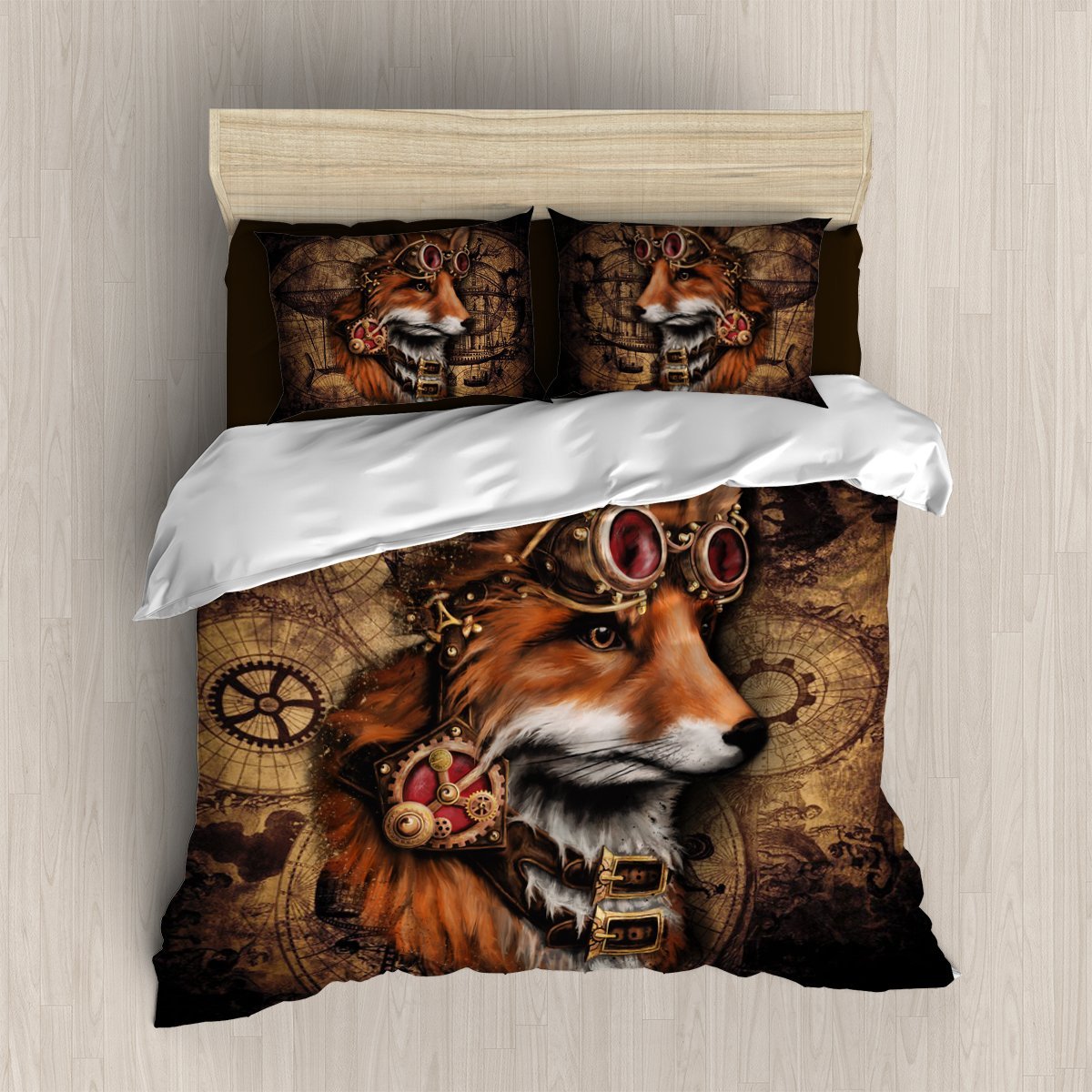 Steampunk Fox 3D Customized Duvet Cover Bedding Set