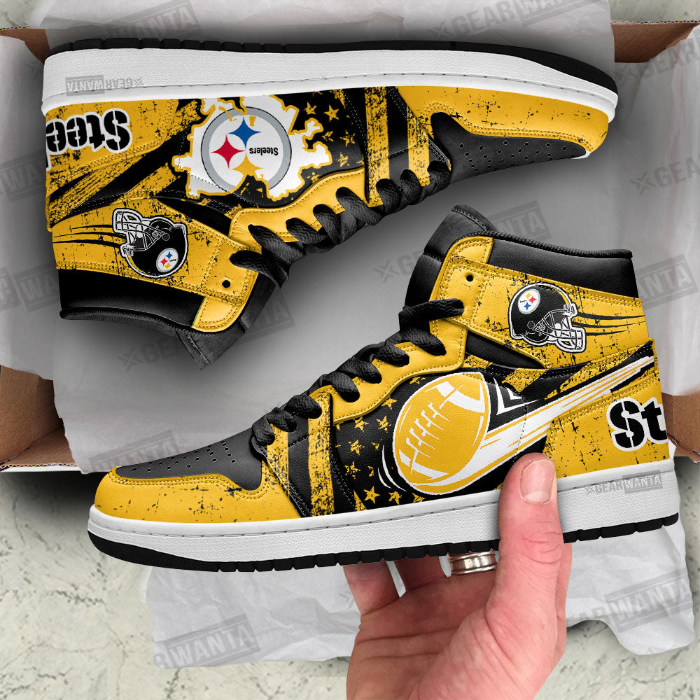 Steelers Football Team J1 Shoes For Fans Sneakers, Air Jordan Hightop