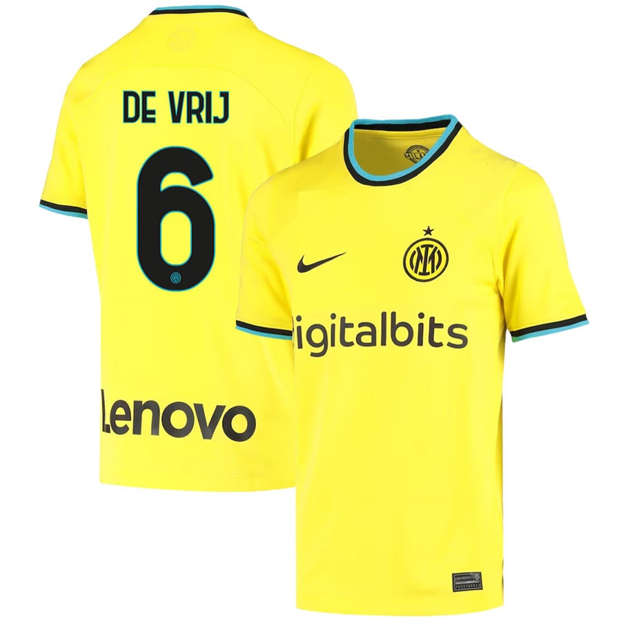 Stefan de Vrij 6 Inter Milan 2022/23 Third Jersey – Youth, Yellow