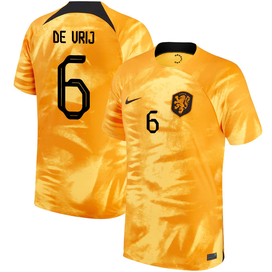 Stefan De Vrij 6 Netherlands National Team 2022-23 Qatar World Cup Home Soccer Jersey –