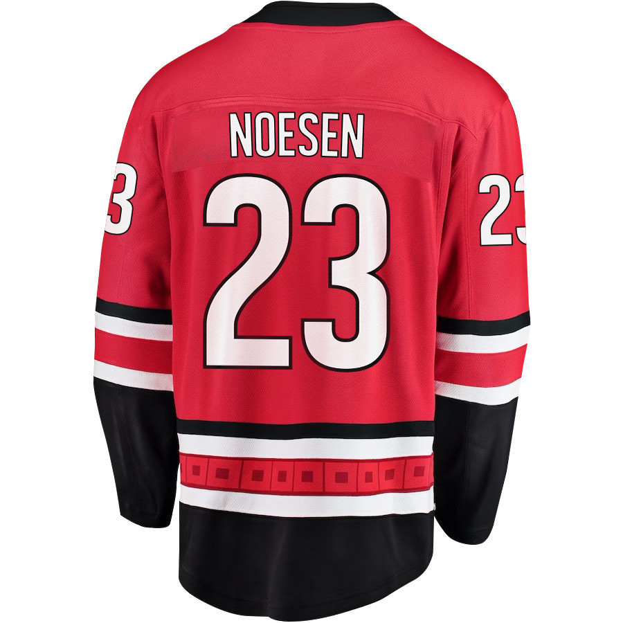 Stefan Noesen 23 Carolina Hurricanes Stanley Cup 2023 Playoffs Patch Home Breakaway Men Stitched Jersey – Red