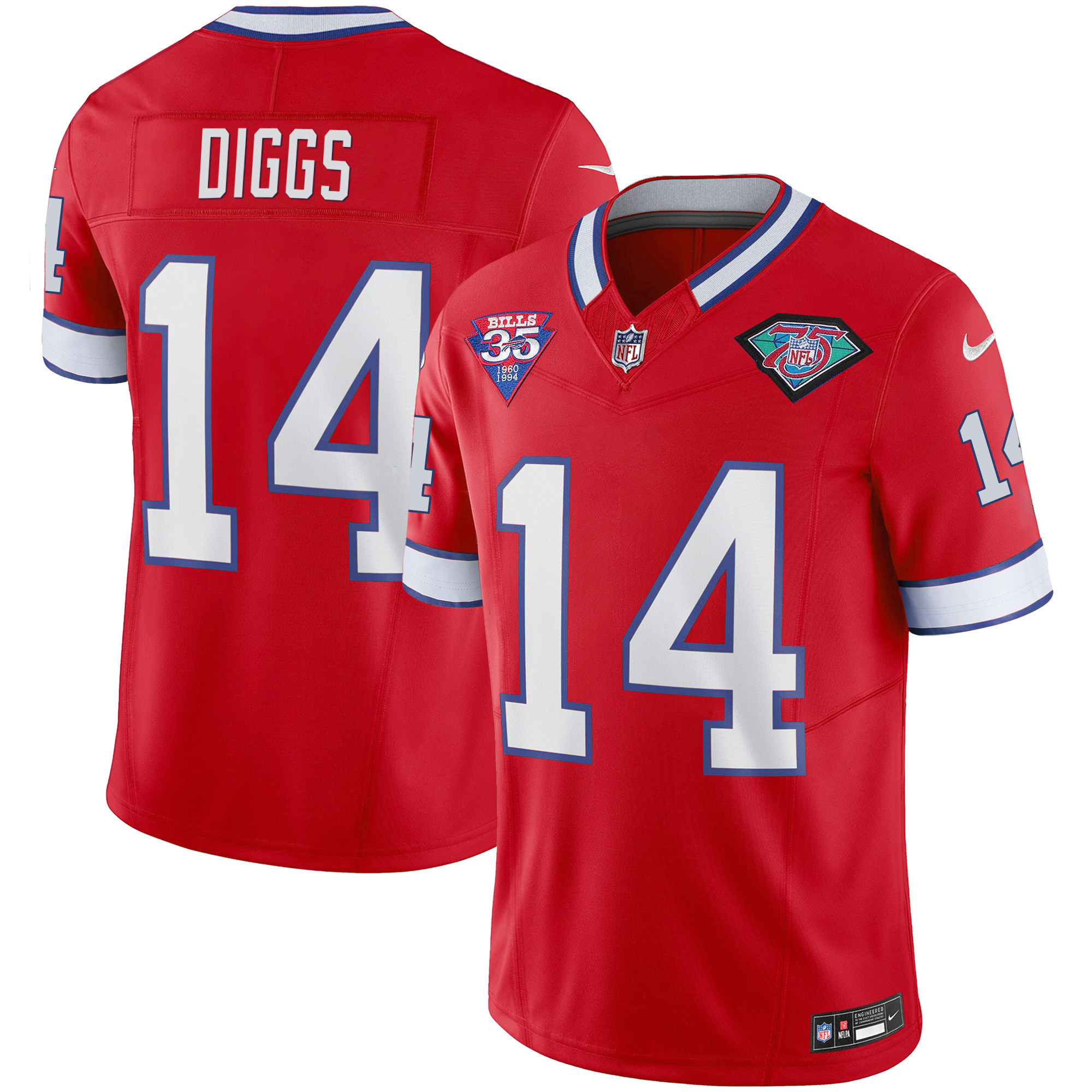 Stefon Diggs Men's Buffalo Bills 1994 Throwback Vapor Red Jersey - All Stitched 