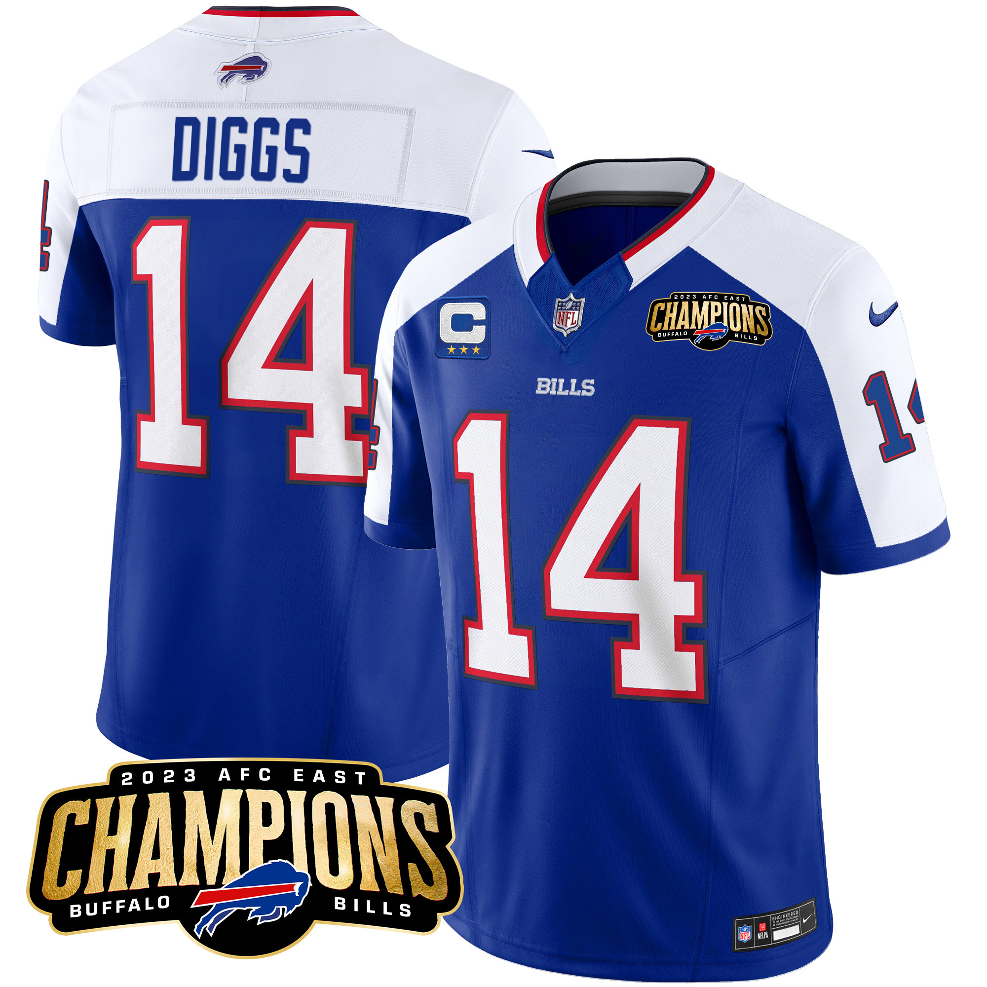 Stefon Diggs Men's Buffalo Bills 2023 AFC East Champions Patch Vapor Royal Alternate Jersey - All Stitched 