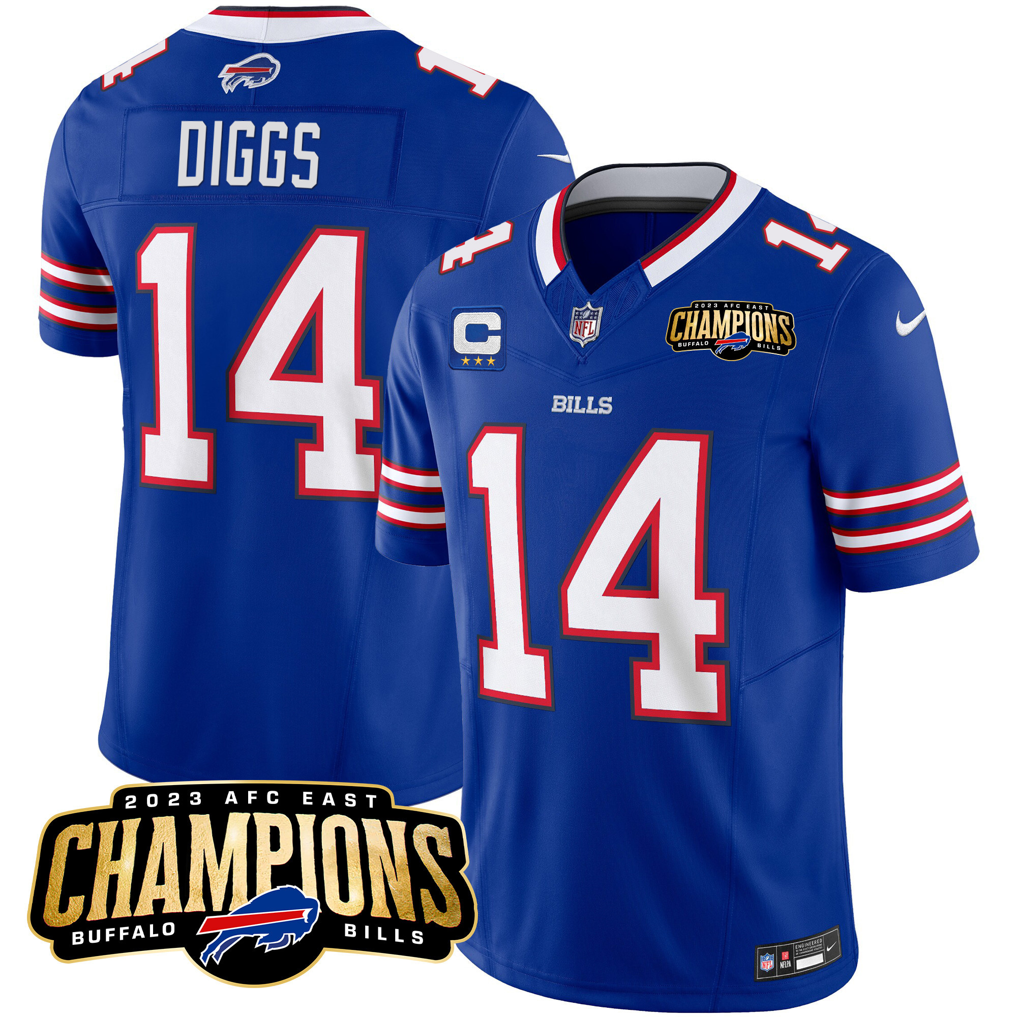 Stefon Diggs Men's Buffalo Bills 2023 AFC East Champions Patch Vapor Royal Jersey - All Stitched 