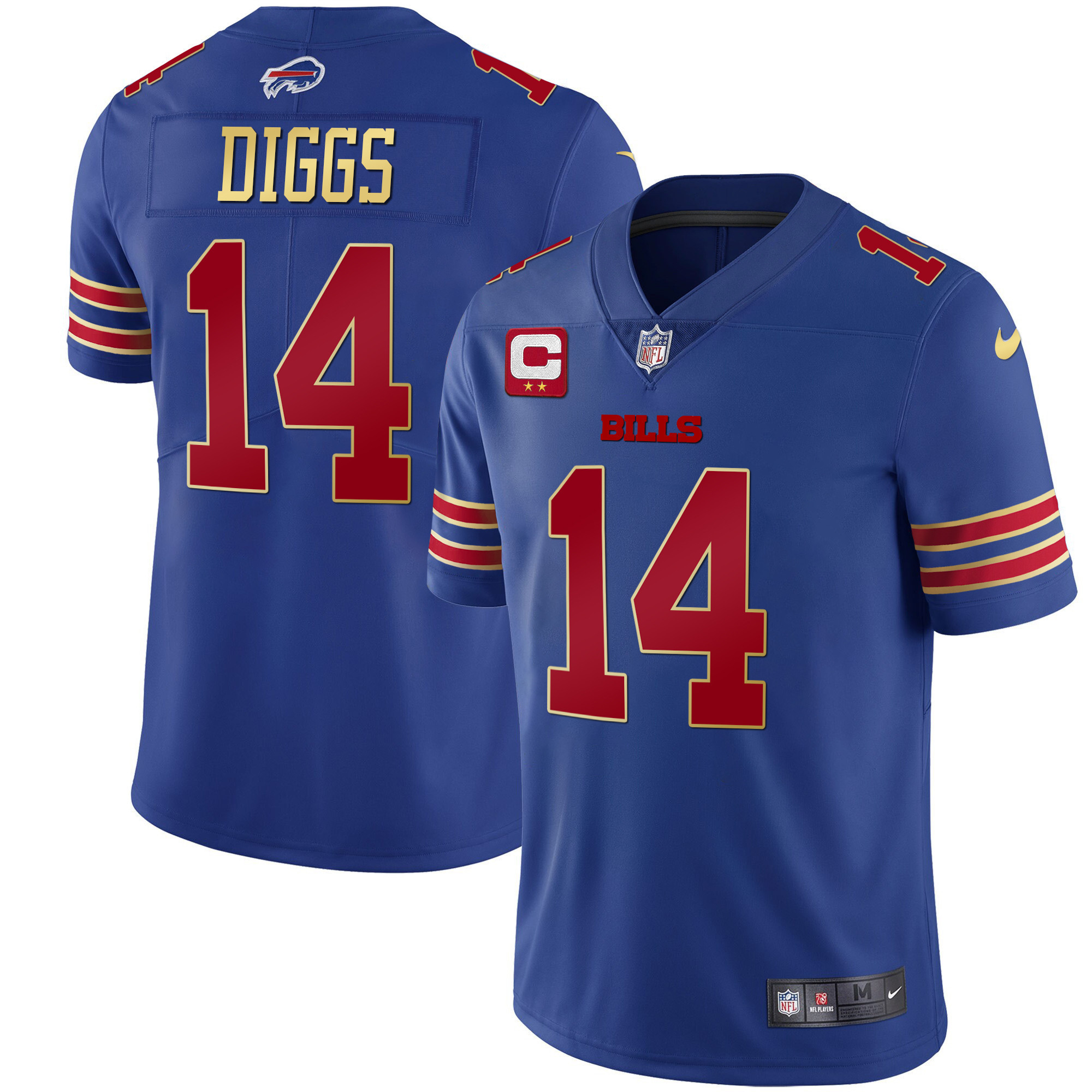 Stefon Diggs Men's Buffalo Bills Black Gold & Royal Gold Vapor Royal Red Jersey - All Stitched 