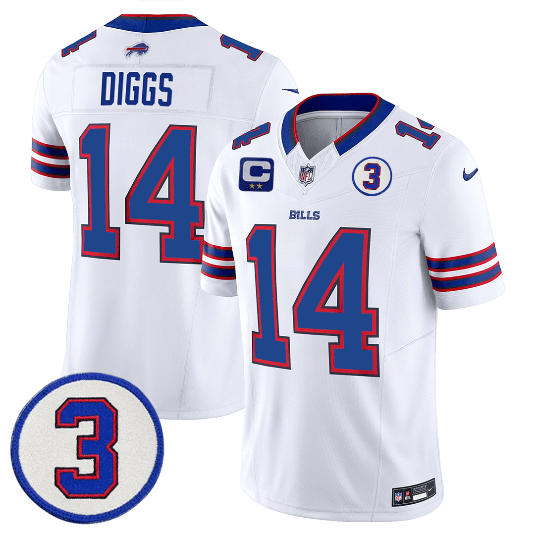 Stefon Diggs Men's Buffalo Bills Damar Honoring Patch Vapor Limited White Jersey - All Stitched 