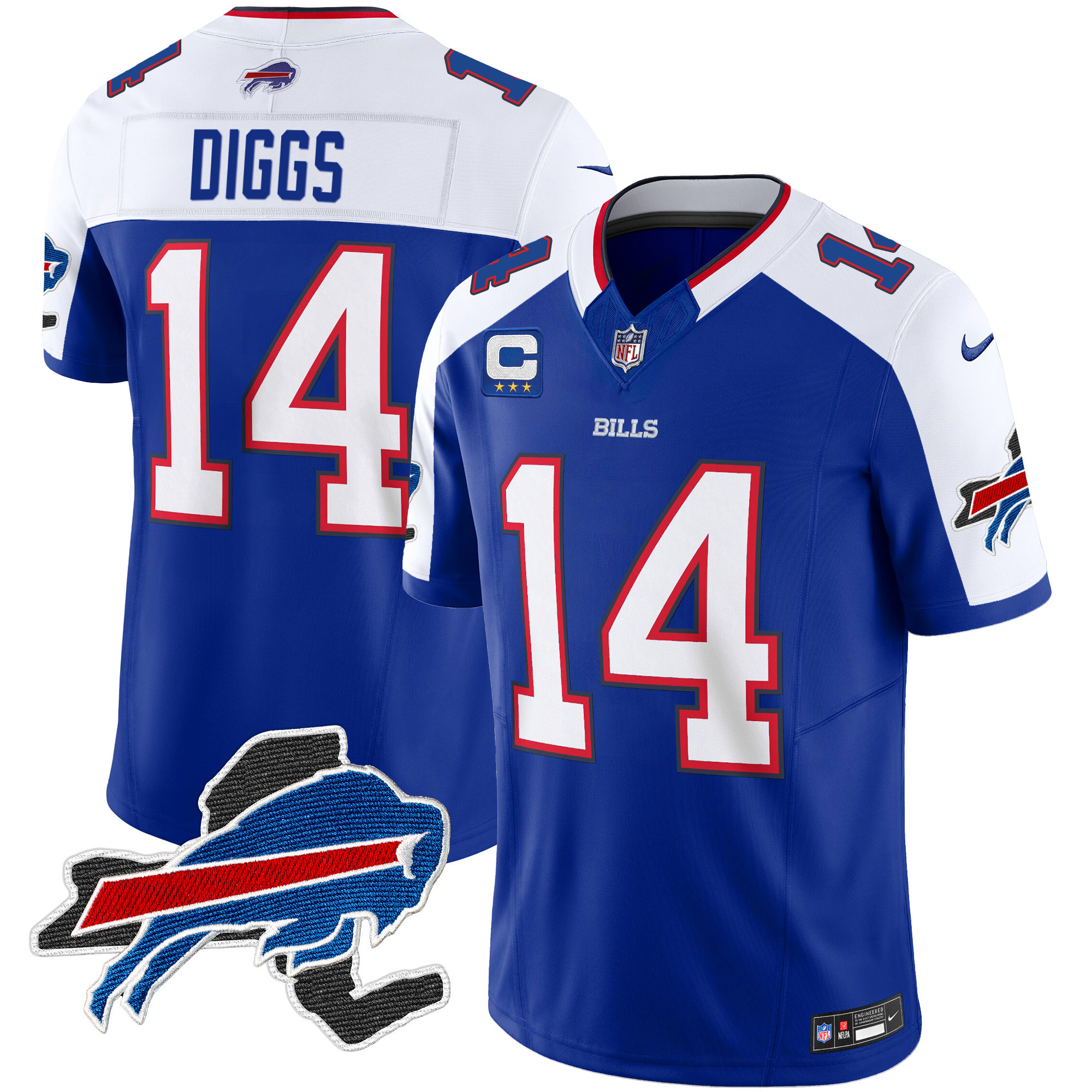 Stefon Diggs Men's Buffalo Bills New York Patch Vapor Limited Royal Alternate Jersey - All Stitched 