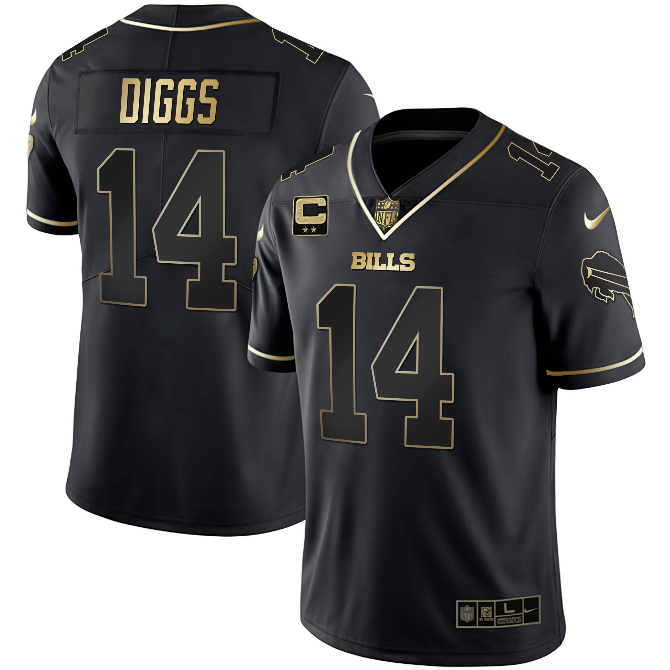 Stefon Diggs Men's Buffalo Bills White Gold & Black Gold Black Gold Jersey - All Stitched 