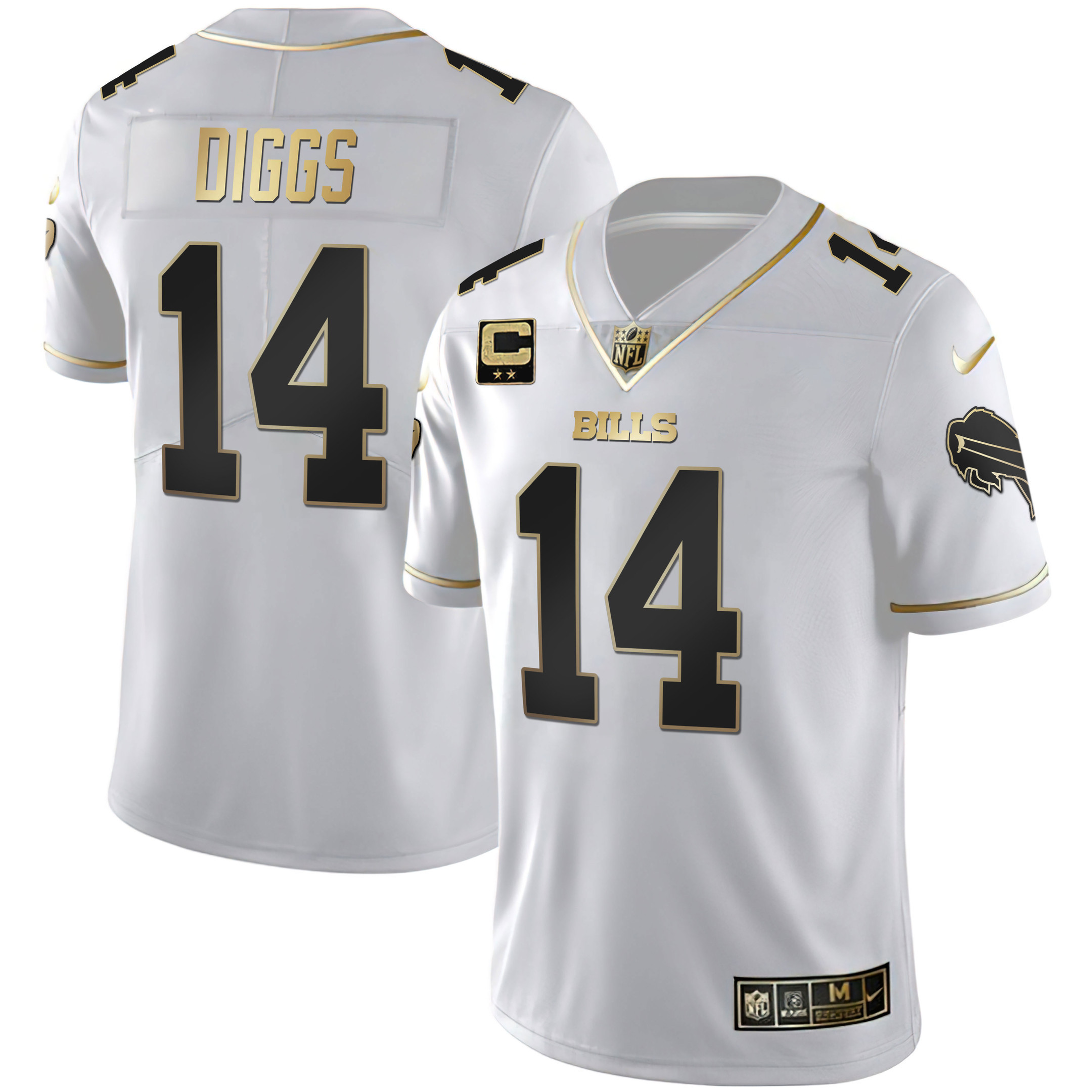 Stefon Diggs Men's Buffalo Bills White Gold & Black Gold White Gold Jersey - All Stitched 