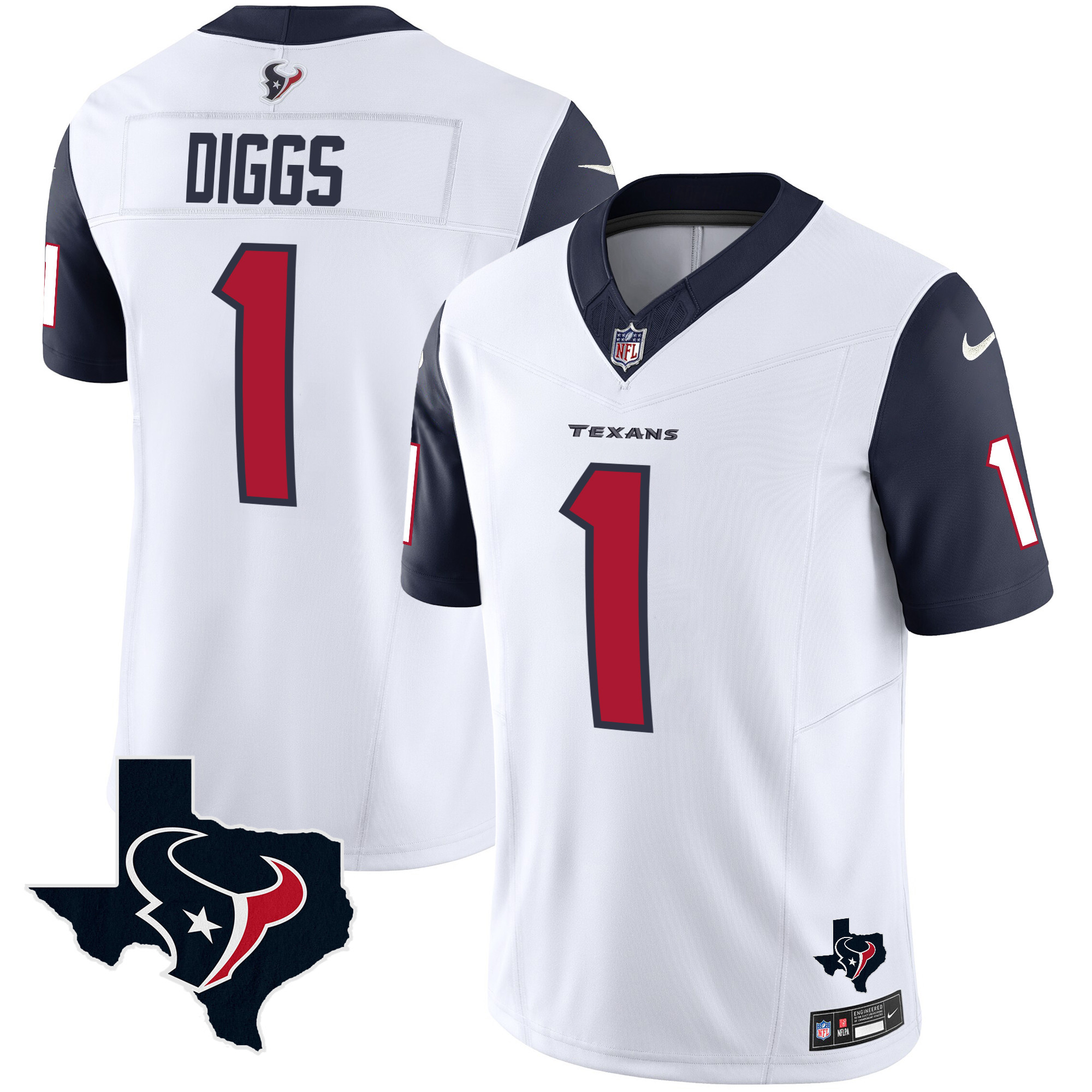 Stefon Diggs Men's Houston Texans Vapor Limited Navy Sleeves Jersey - All Stitched 