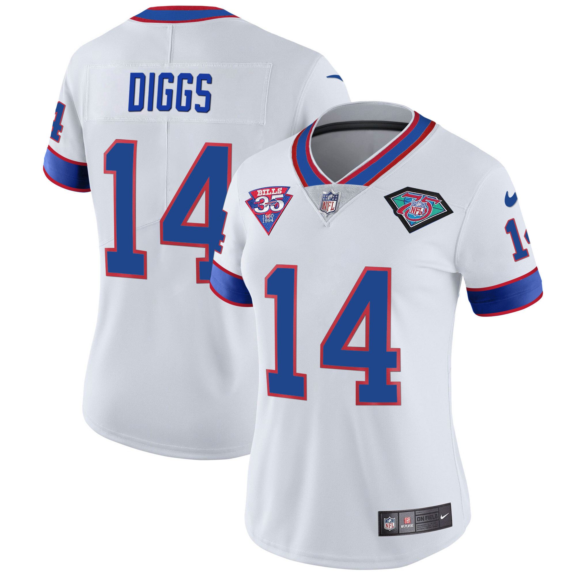 Stefon Diggs Women's Buffalo Bills 1994 Throwback Vapor White Jersey - All Stitched 