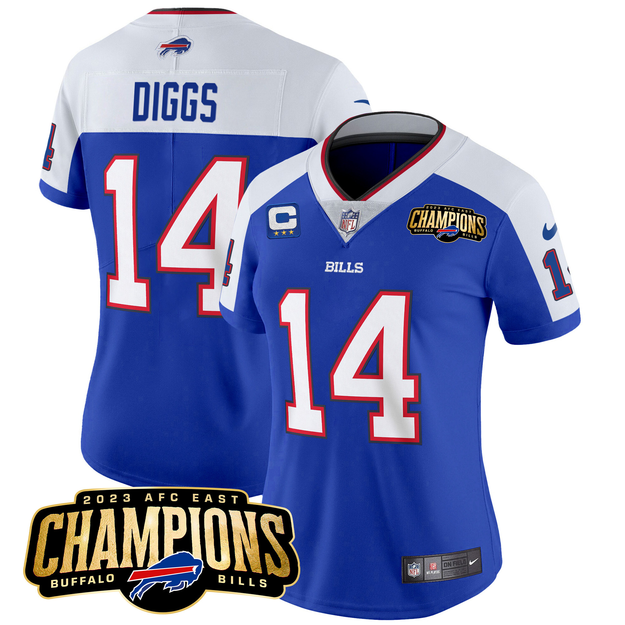 Stefon Diggs Women's Buffalo Bills 2023 AFC East Champions Patch Vapor Royal Alternate Jersey - All Stitched 