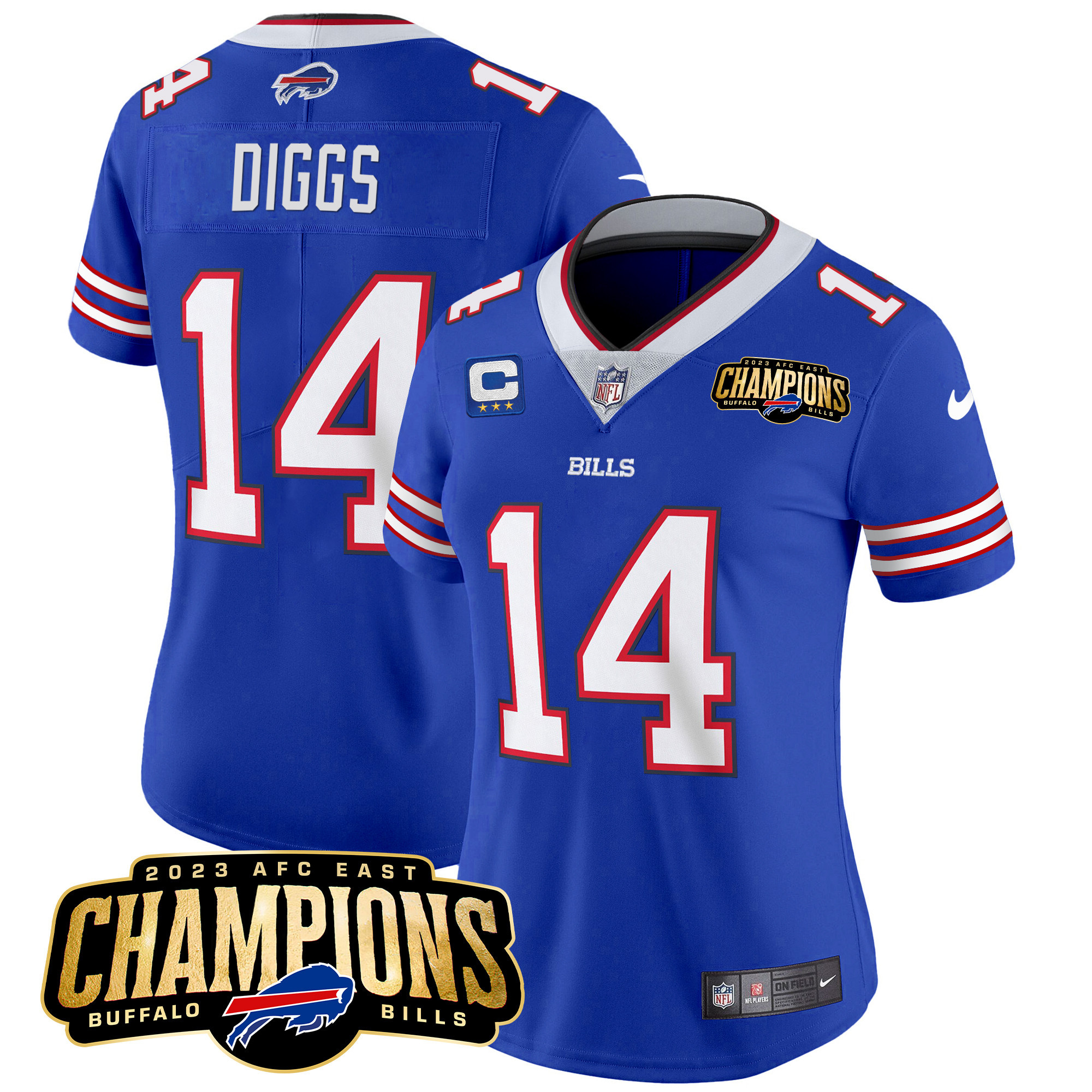 Stefon Diggs Women's Buffalo Bills 2023 AFC East Champions Patch Vapor Royal Jersey - All Stitched 