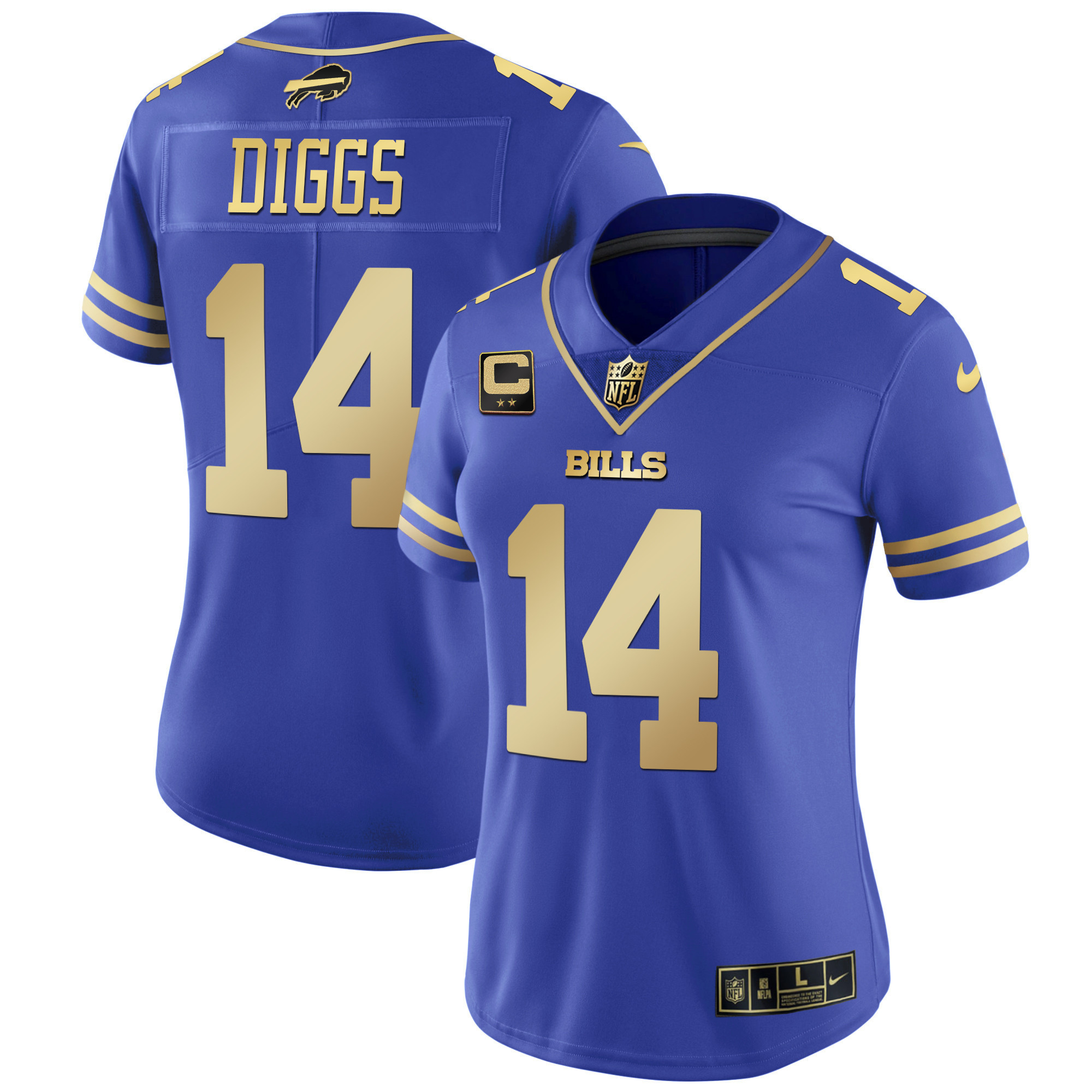 Stefon Diggs Women's Buffalo Bills Black Red Vapor Royal Gold Jersey - All Stitched 