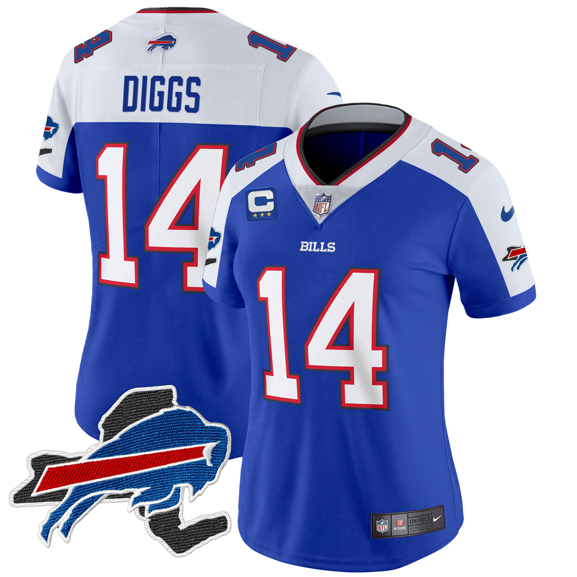 Stefon Diggs Women's Buffalo Bills New York Patch Vapor Limited Royal Alternate Jersey - All Stitched 