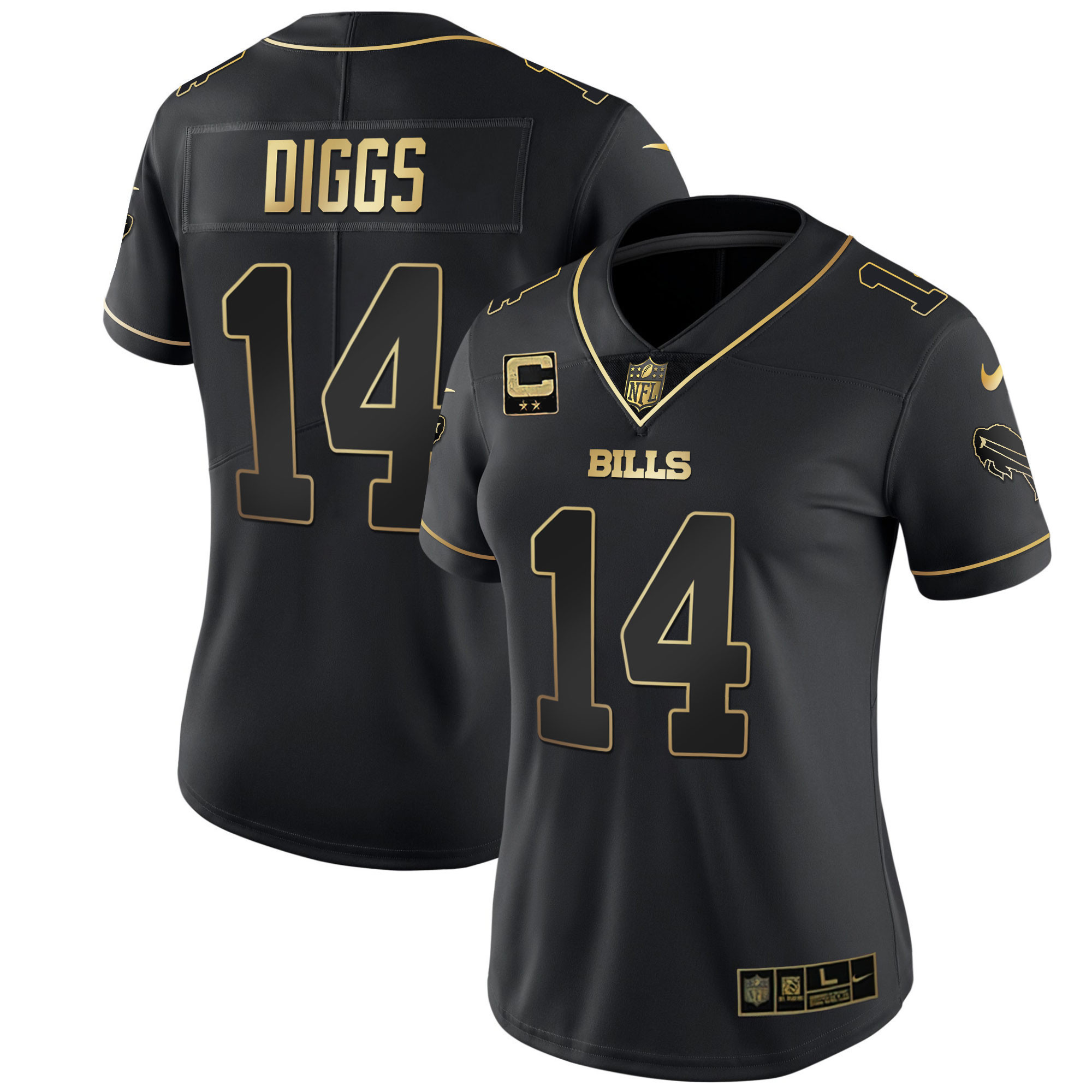 Stefon Diggs Women's Buffalo Bills White Gold & Black Gold Black Gold Jersey - All Stitched 