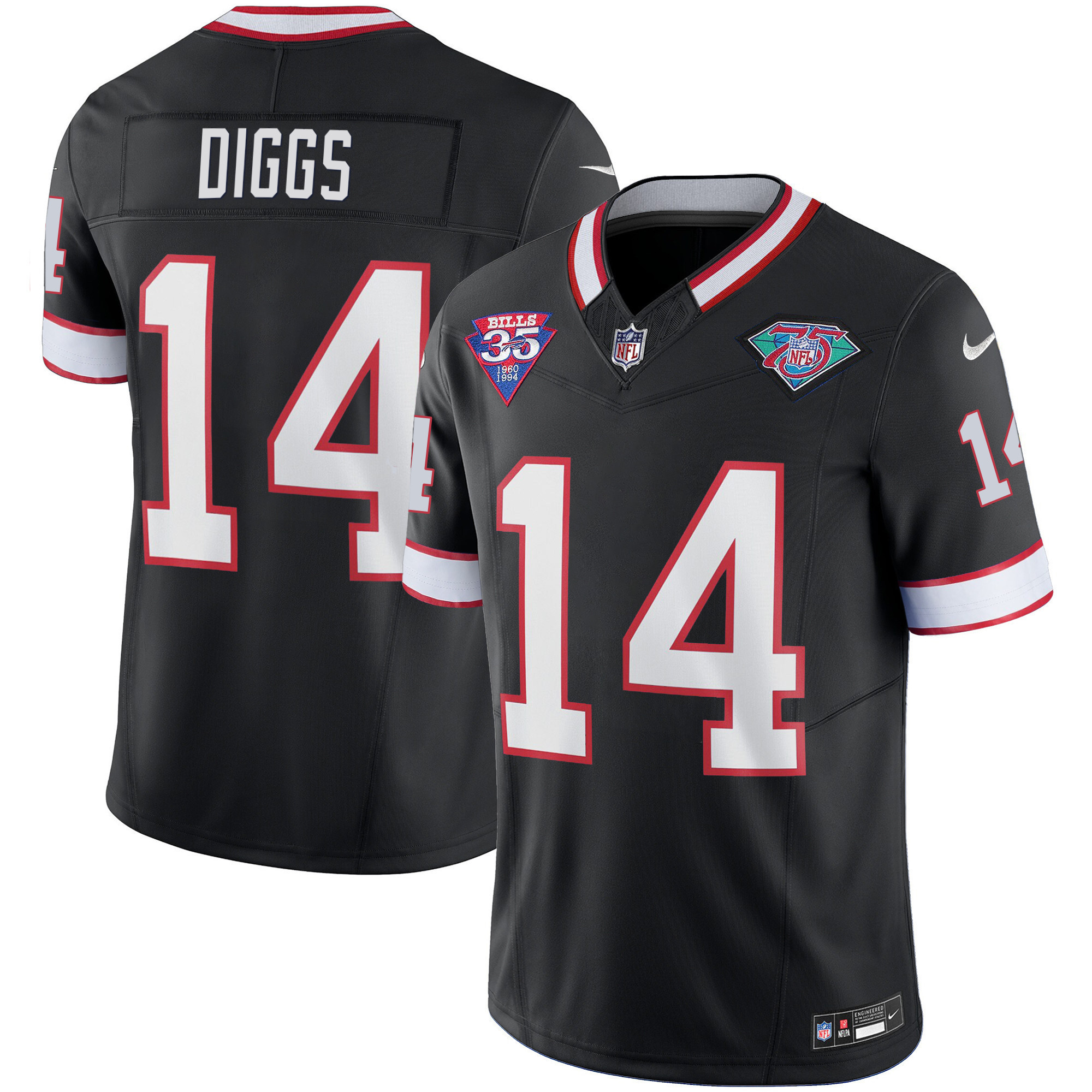 Stefon Diggs Youth's Buffalo Bills 1994 Throwback Vapor Black Jersey - All Stitched 