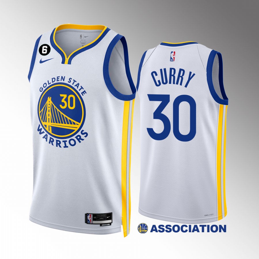Stephen Curry 2022-23 Golden State Warriors White #30 Association Edition Jersey NO.6 Patch
