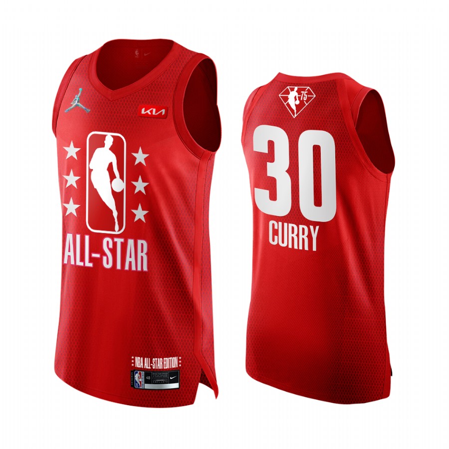 Stephen Curry 2022 All-Star Warriors Jersey Grey Red NBA 75th Uniform