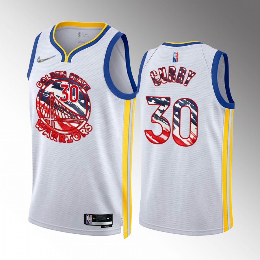 Stephen Curry 2022 Independence Day Golden State Warriors #30 White Jersey America