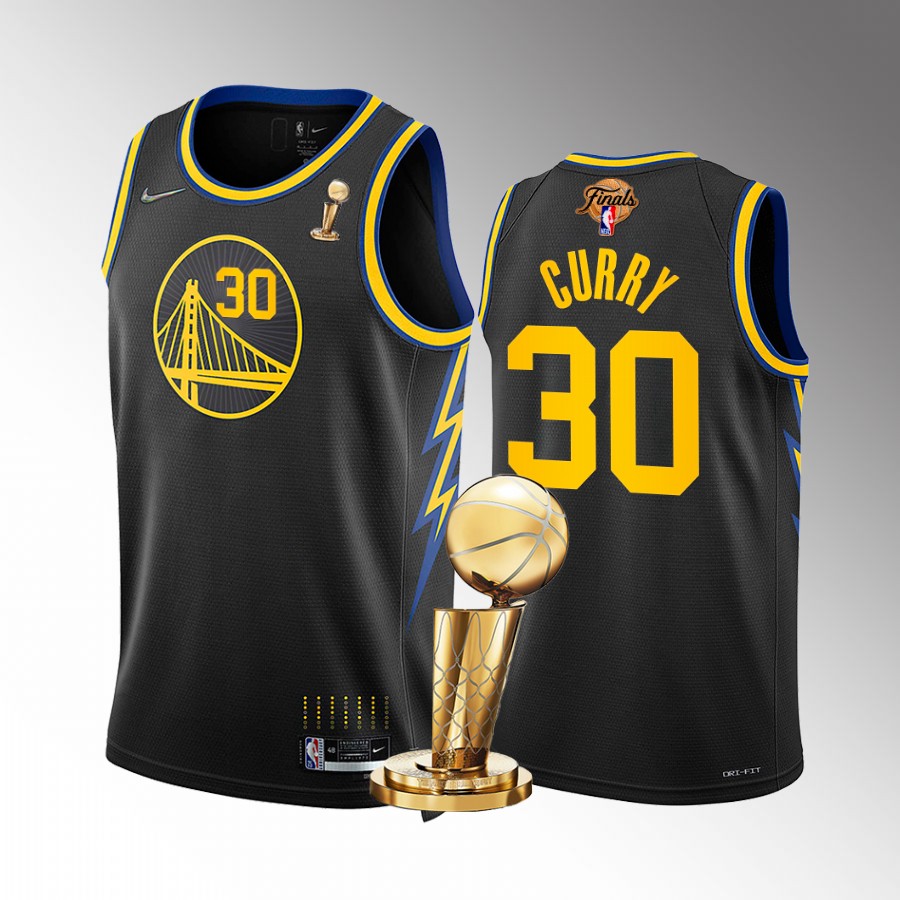 Stephen Curry 2022 NBA Finals Champions Golden State Warriors Black #30 Jersey City