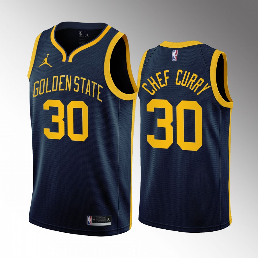 Stephen Curry Chef Curry Golden State Warriors #30 Navy Jersey Statement