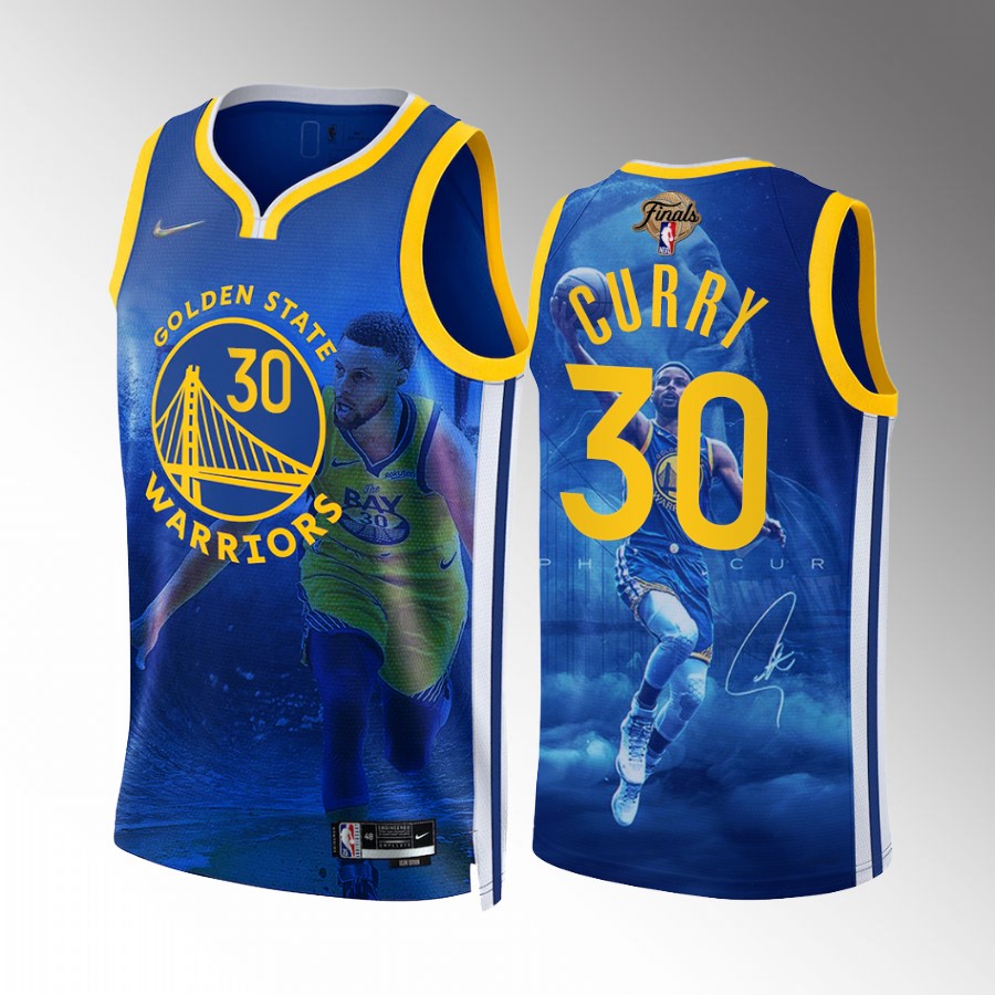 Stephen Curry Dunk Highlights Golden State Warriors #30 Royal Jersey Special