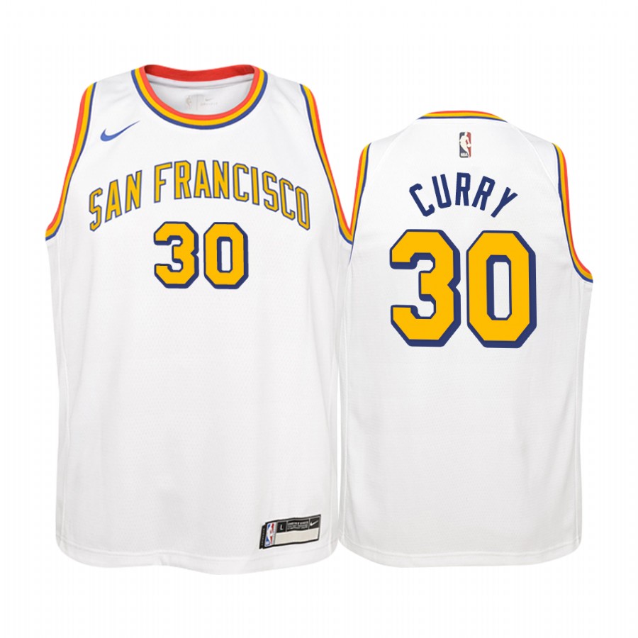 Stephen Curry Golden State Warriors 2019-20 Hardwood Classics Youth Jersey - White
