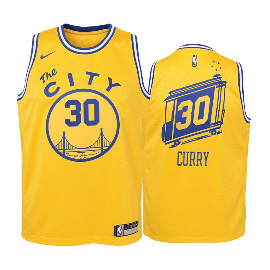 Stephen Curry Golden State Warriors 2019-20 Hardwood Classics Youth Jersey - Yellow