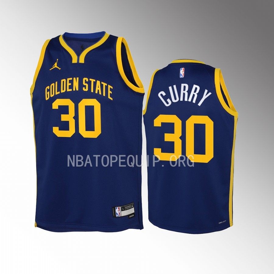Stephen Curry Golden State Warriors 2022-23 Statement Edition Navy Youth Jersey - Swingman