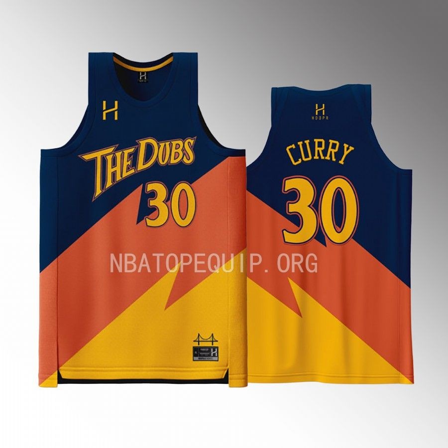 Stephen Curry Golden State Warriors Gold Navy #30 Jersey The Dubs Fashion Fit