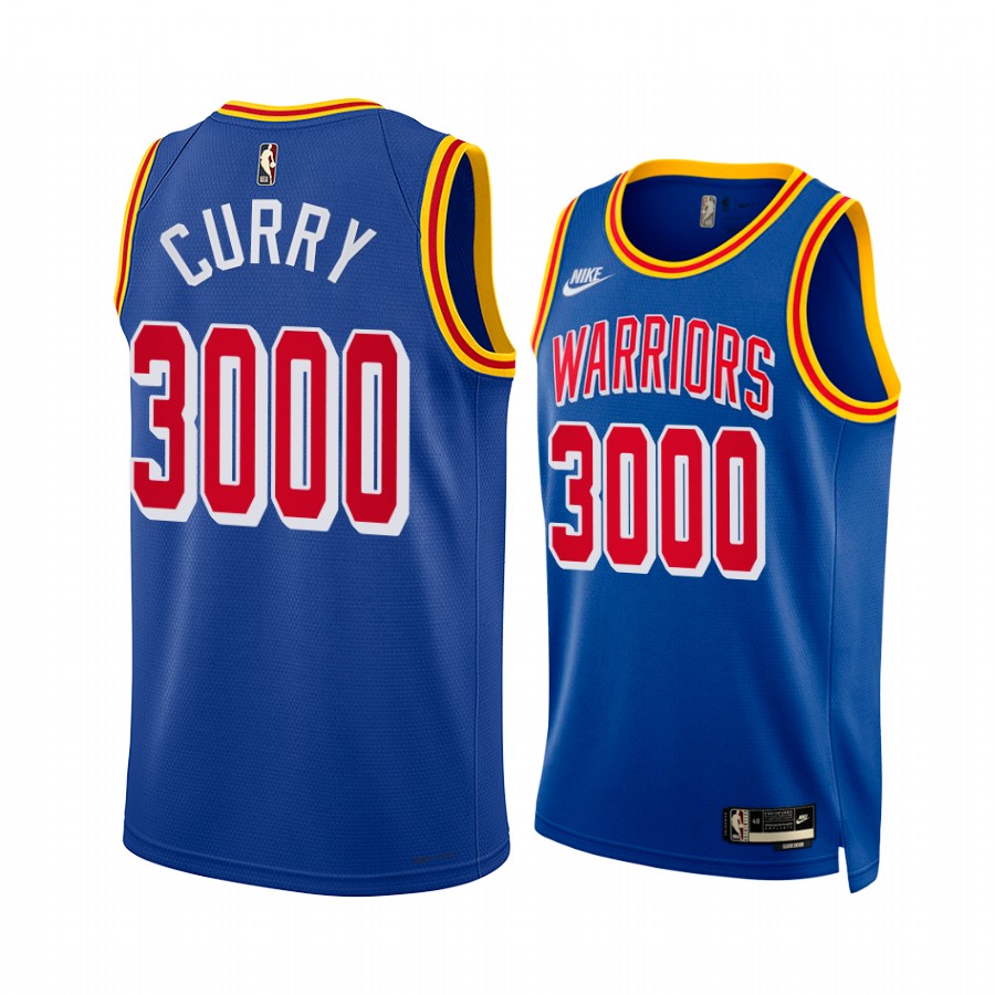 Stephen Curry Golden State Warriors Royal #30 3000th Career 3-pointer Jersey 1st Player
