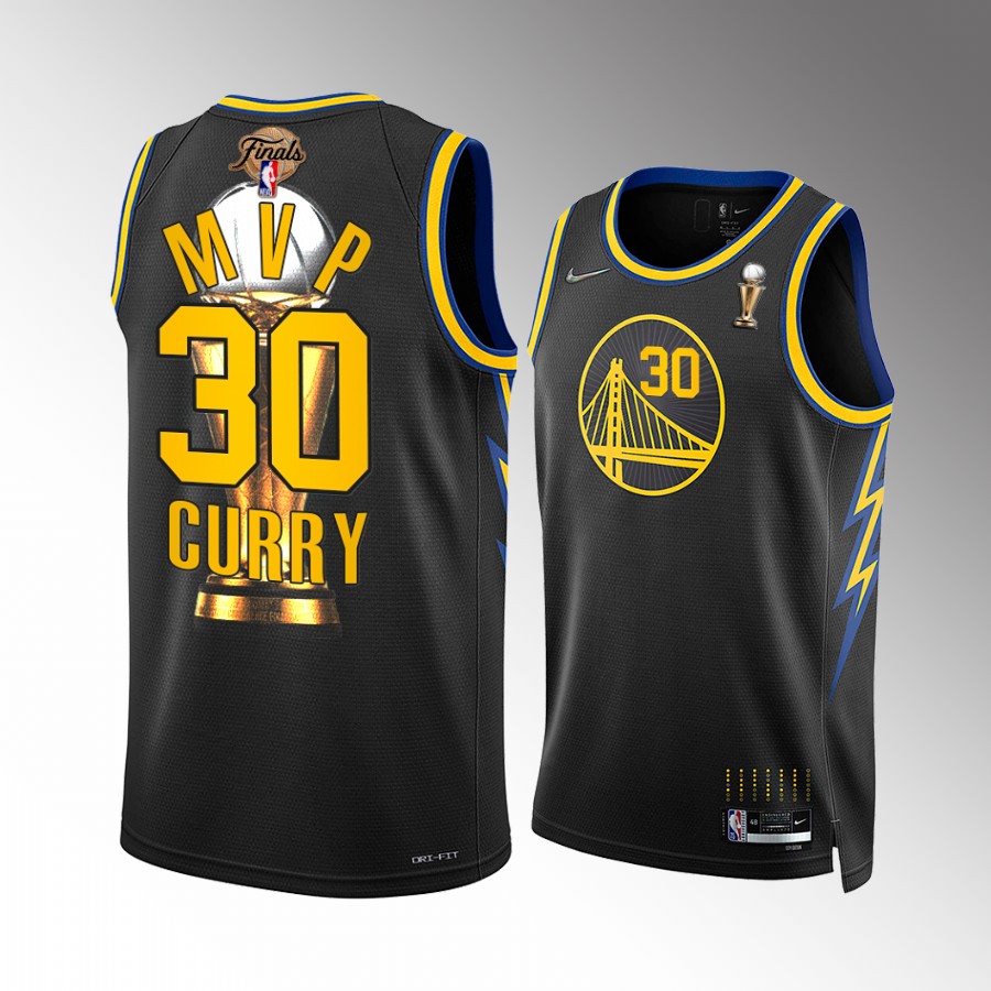Stephen Curry Western Conference Finals MVP 2022 Warriors Black Jersey Trophy Stephen Curry Western Conference Finals MVP 2022 Warriors Black Jersey Trophy - Image 1