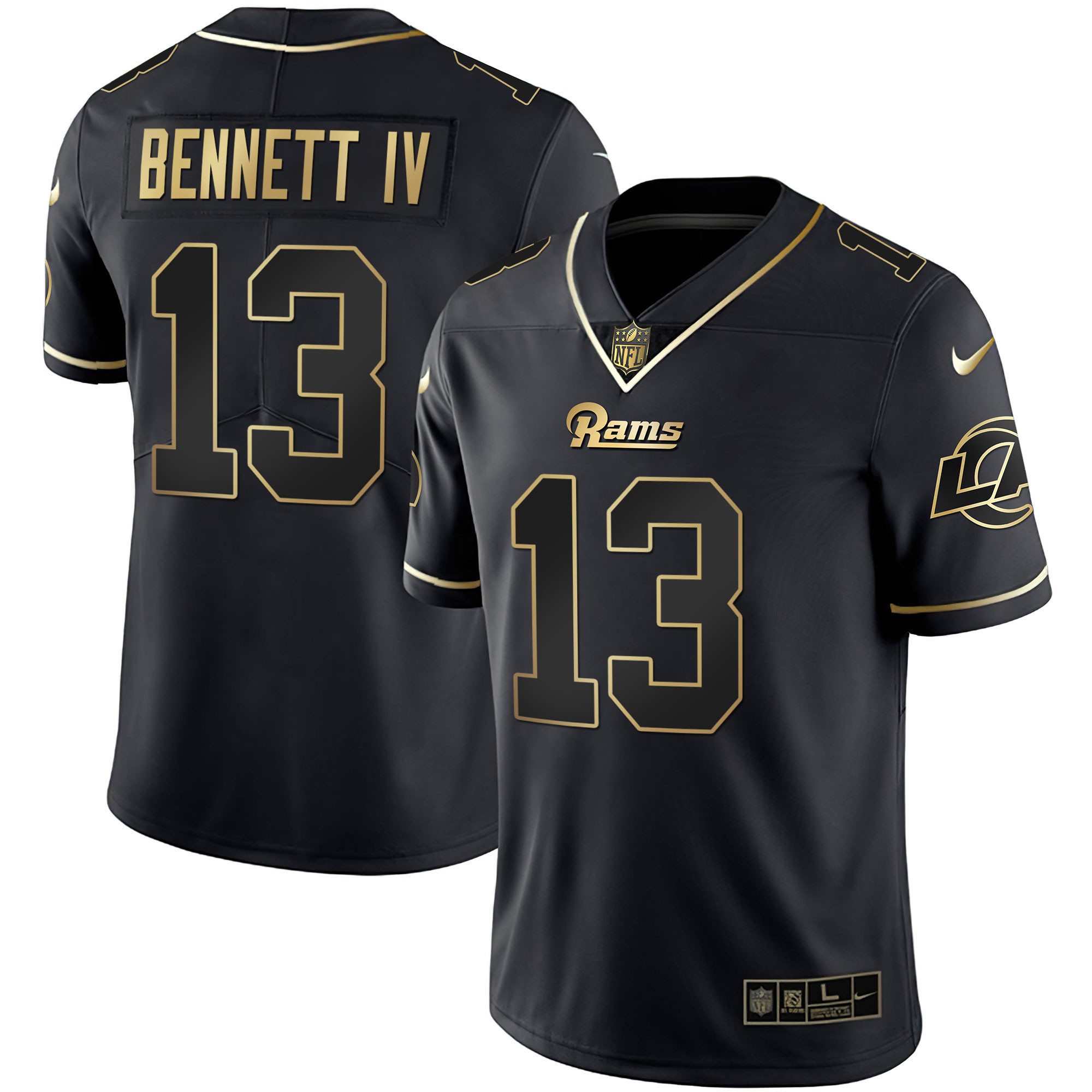 Stetson Bennett Men's Los Angeles Rams White Gold & Black Gold Black Gold Jersey - All Stitched 