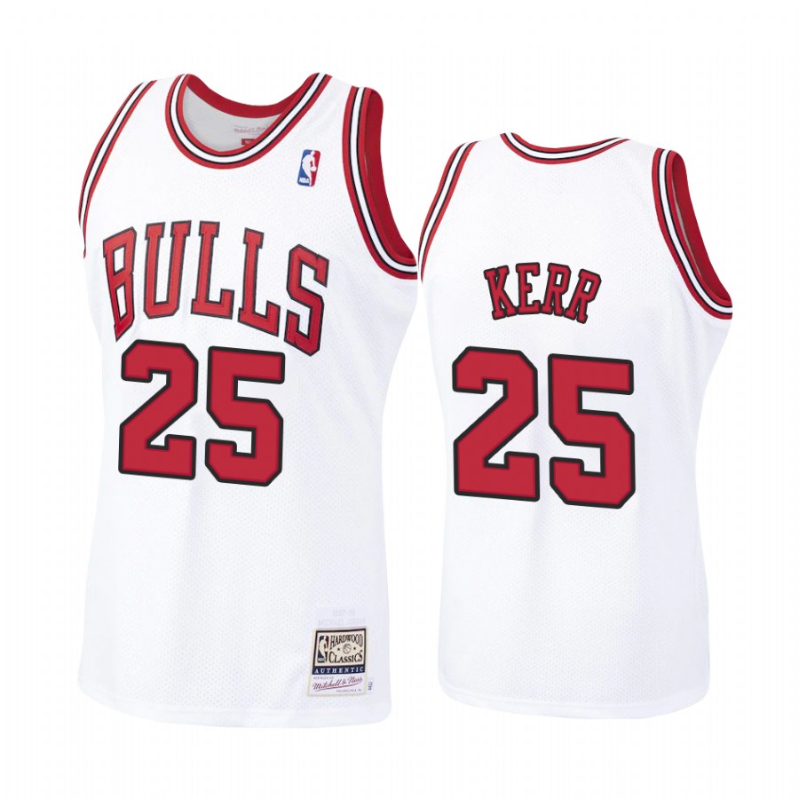 Steve Kerr #25 Chicago Bulls White Hardwood Classics Jersey