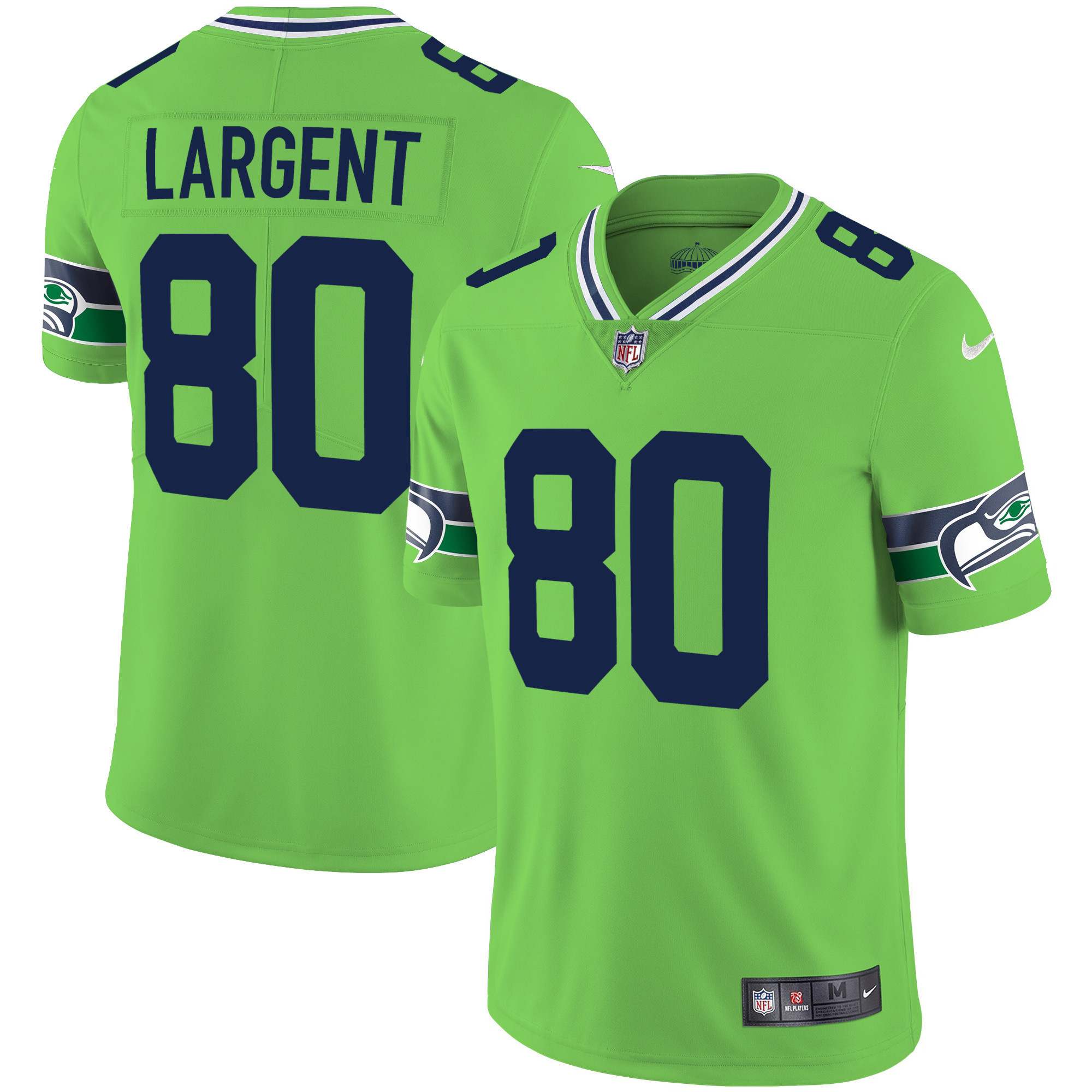 Steve Largent Men's Seattle Seahawks Throwback & Gold Green Jersey - All Stitched 
