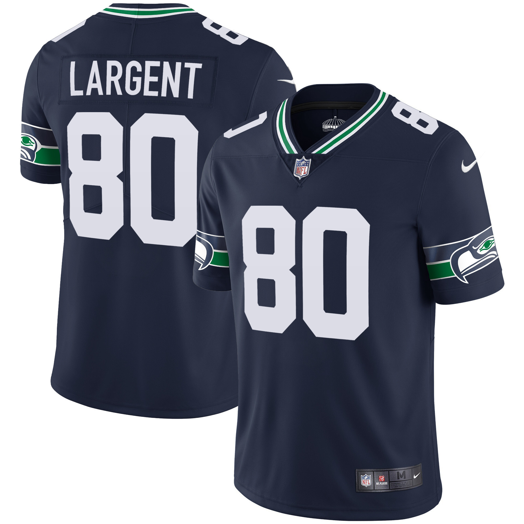 Steve Largent Men's Seattle Seahawks Throwback & Gold Navy Jersey - All Stitched 