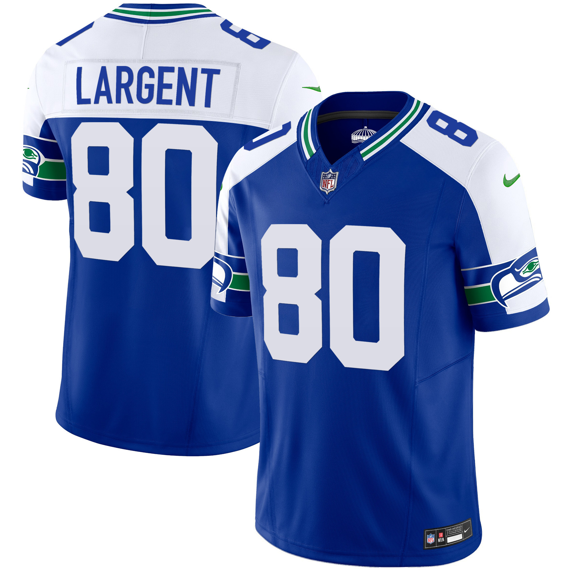 Steve Largent Men's Seattle Seahawks Throwback & Gold Vapor Limited Alternate Jersey - All Stitched 