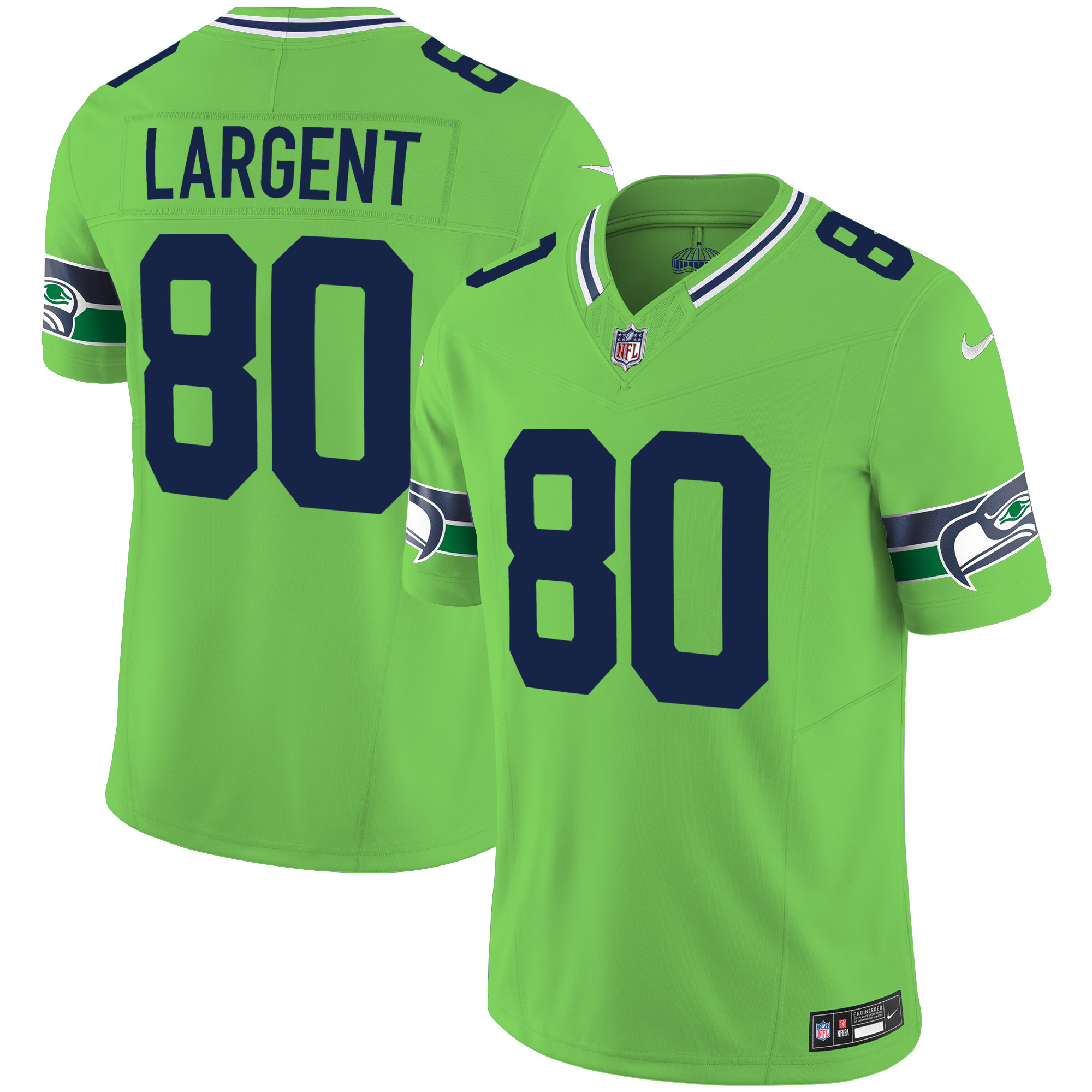 Steve Largent Men's Seattle Seahawks Throwback & Gold Vapor Limited Green Jersey - All Stitched 