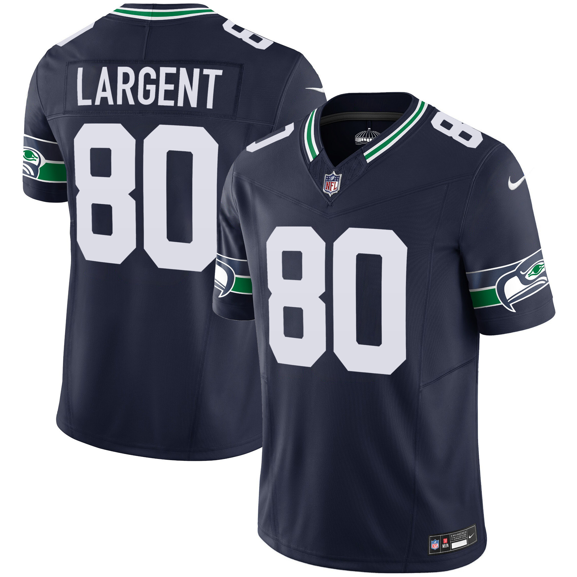 Steve Largent Men's Seattle Seahawks Throwback & Gold Vapor Limited Navy Jersey - All Stitched 