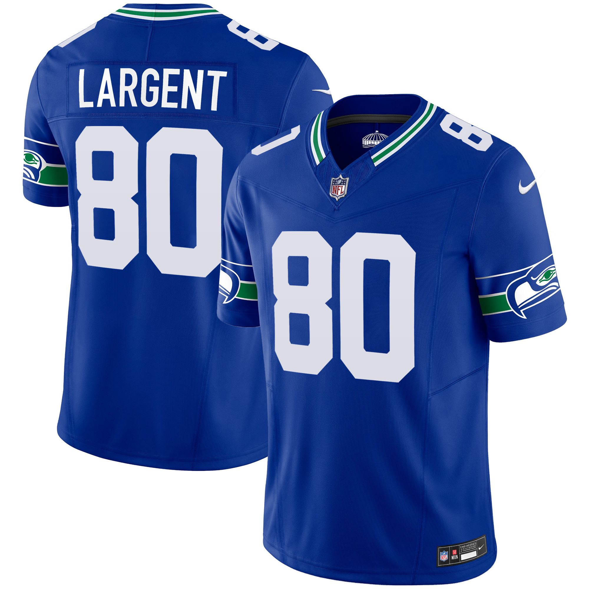 Steve Largent Men's Seattle Seahawks Throwback & Gold Vapor Limited Royal Jersey - All Stitched 