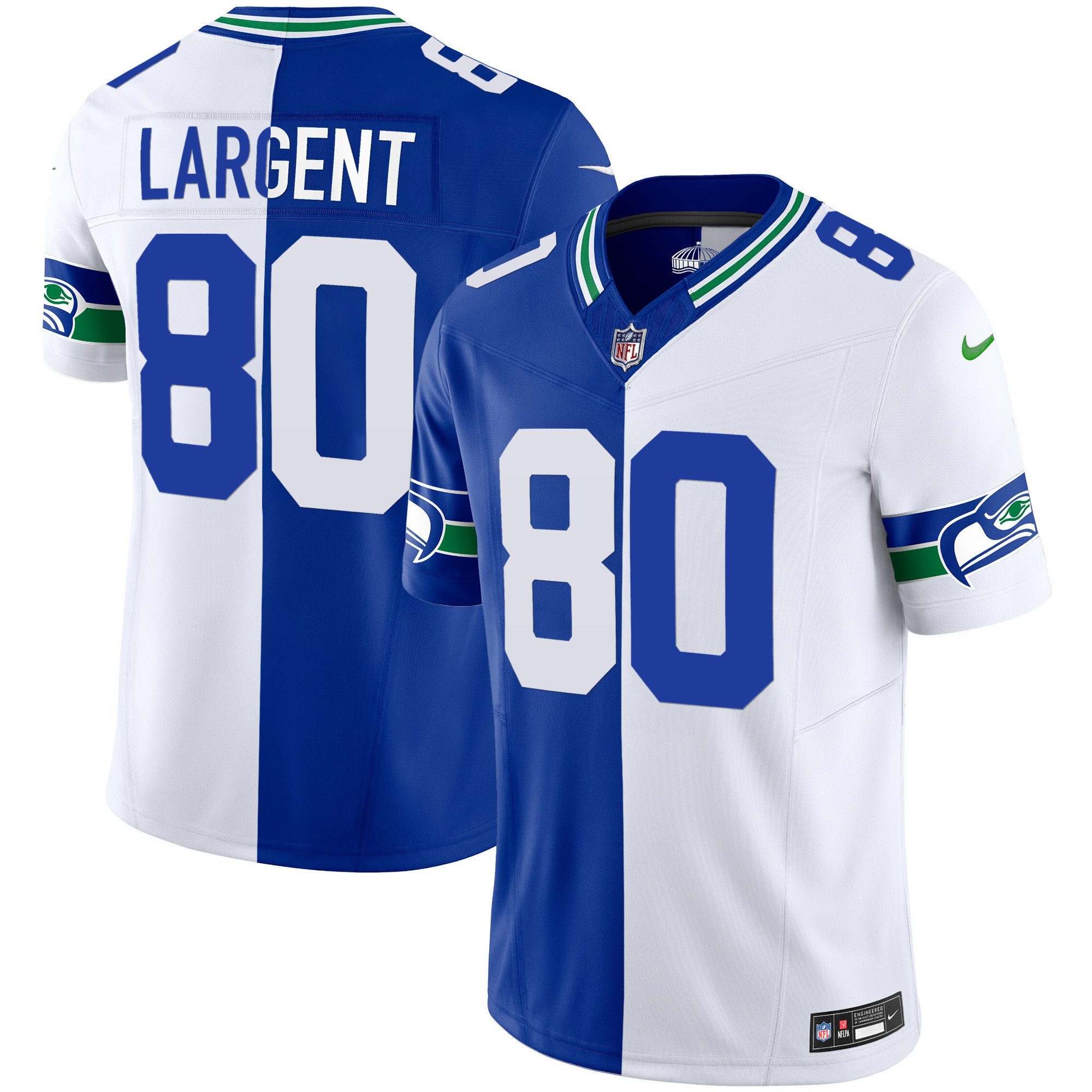 Steve Largent Men's Seattle Seahawks Throwback & Gold Vapor Limited Split Jersey - All Stitched 