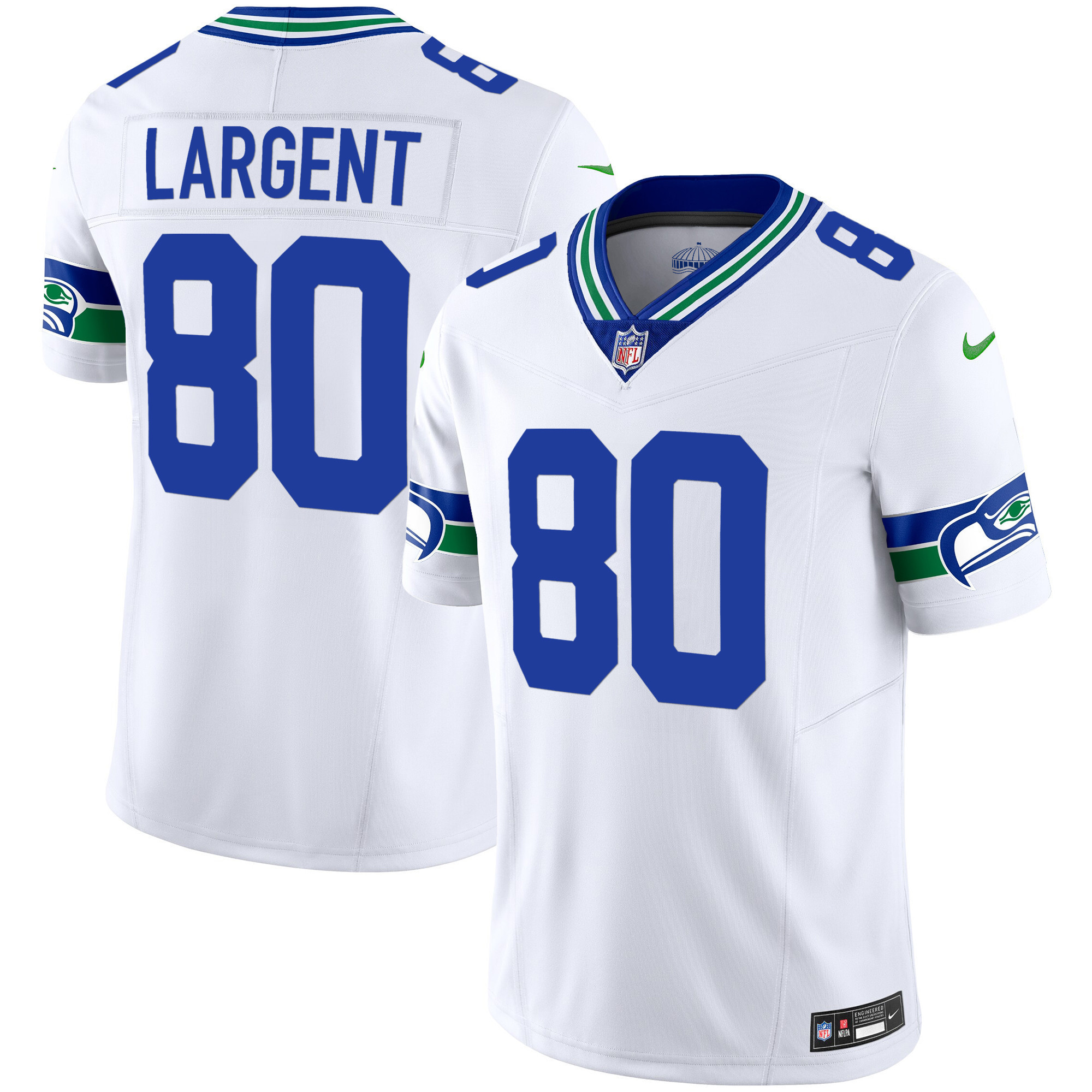 Steve Largent Men's Seattle Seahawks Throwback & Gold Vapor Limited White Jersey - All Stitched 