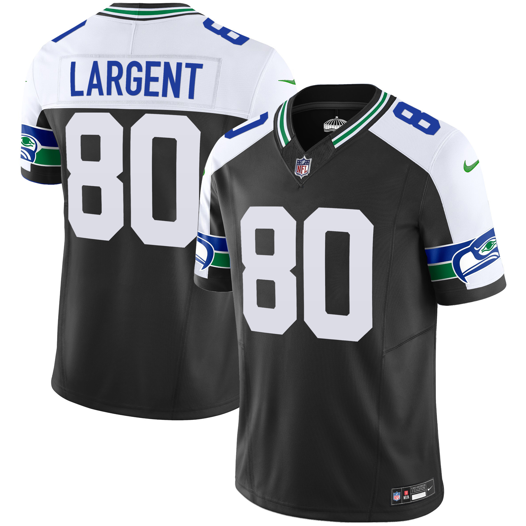 Steve Largent Men's Seattle Seahawks Throwback Vapor Limited Black Alternate Jersey - All Stitched 